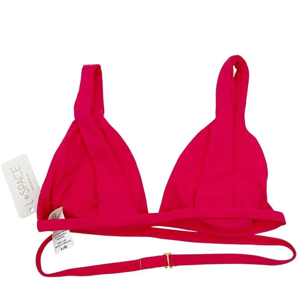 L*Space Avery Strappy Bikini Top in Hot Cherry Size Large NEW With Tags!